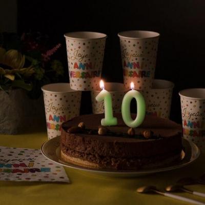 7578 bougie gateau anniversaire chiffre 0 phosphorescente