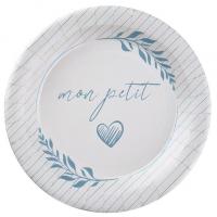 7620 assiette carton blanche et bleu ciel bapteme baby shower naissance