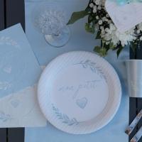 7620 decoration assiette carton blanche et bleu ciel bapteme baby shower naissance