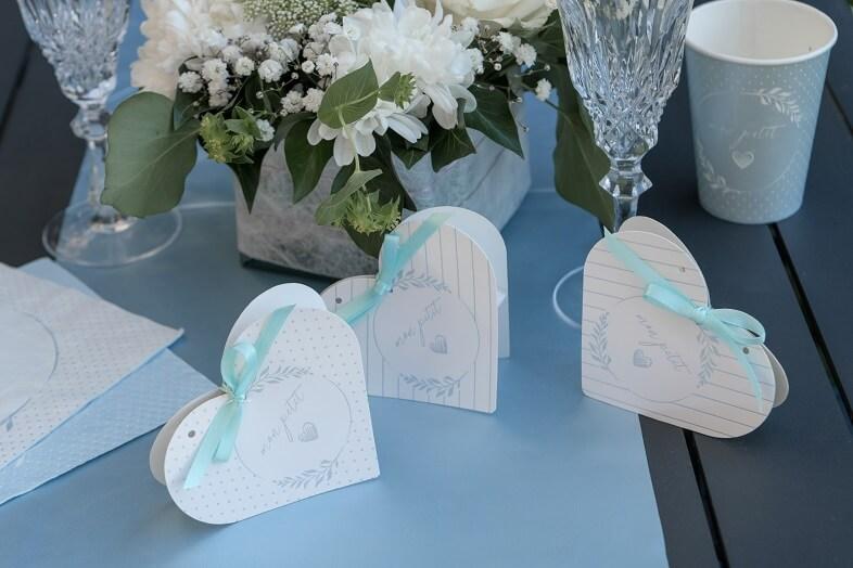 7626 contenant boite bleu ciel et blanc gourmandises dragees bapteme naissance baby shower naissance