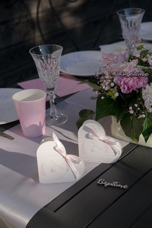 7626 contenant boite rose blanc gourmandise dragee bapteme naissance baby shower naissance