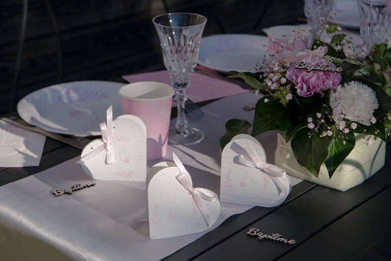 7626 contenant boite rose et blanc gourmandises dragees bapteme naissance baby shower naissance