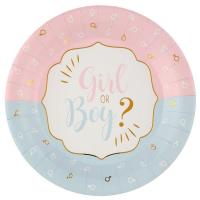 7656 assiette carton gender reveal rose bleu dore or fille garcon boy girl