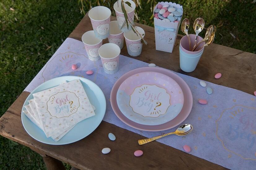 7657 decoration gobelet carton gender reveal fille garcon boy girl rose bleu dore or baby shower