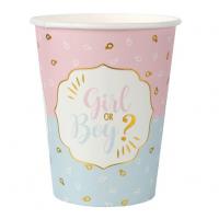 7657 gobelet carton gender reveal fille garcon boy girl rose bleu dore or