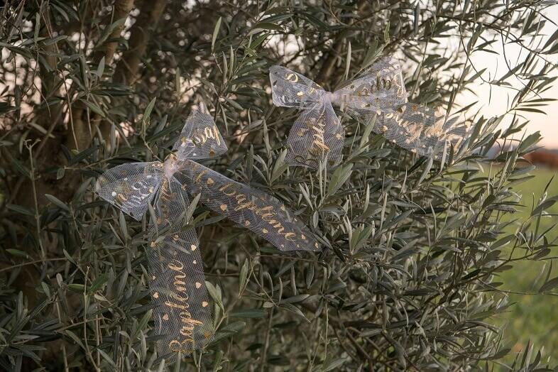 7675 bobine decoration ruban tulle bapteme blanc dore or 1