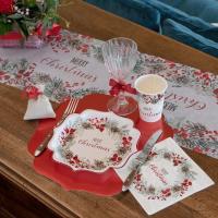 7683 decoration de table assiette noel merry christmas rouge champetre nature