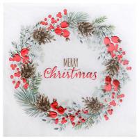 7685 serviette de table champetre nature noel rouge merry christmas