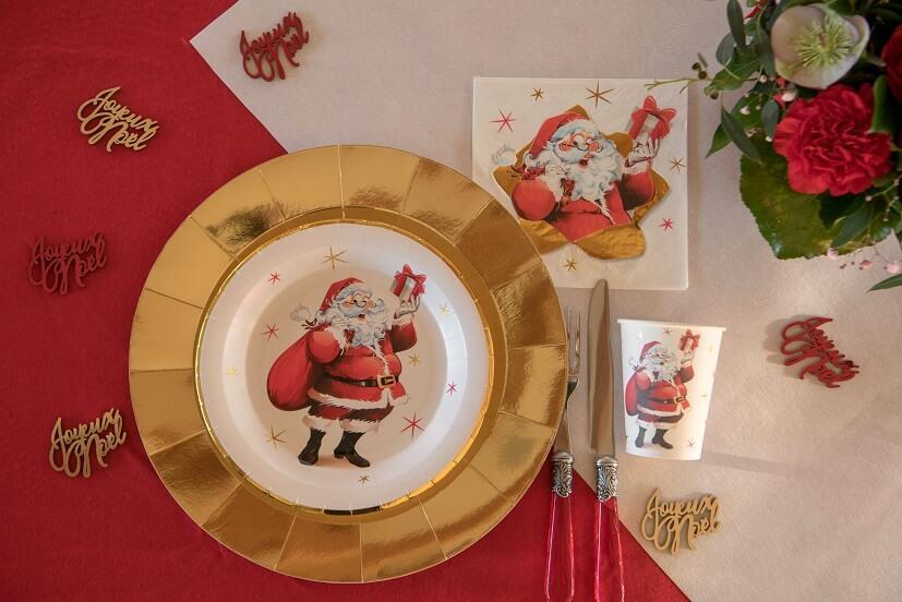 7689 decoration de fete pere noel avec serviette de table
