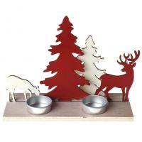 7708 decoration de table avec porte bougie cerf sapin de noel