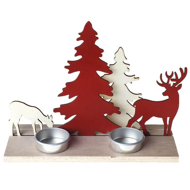 7708 decoration de table avec porte bougie cerf sapin de noel