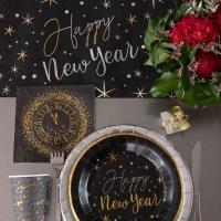 7711 decoration de table nouvel an bonne annee avec assiette noir dore or