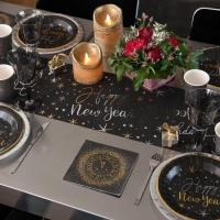 7711 decoration de table nouvel an bonne annee avec assiette noire et dore or