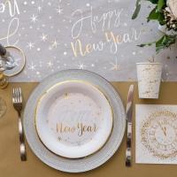 7711 decoration nouvel an bonne annee avec assiette blanc dore or