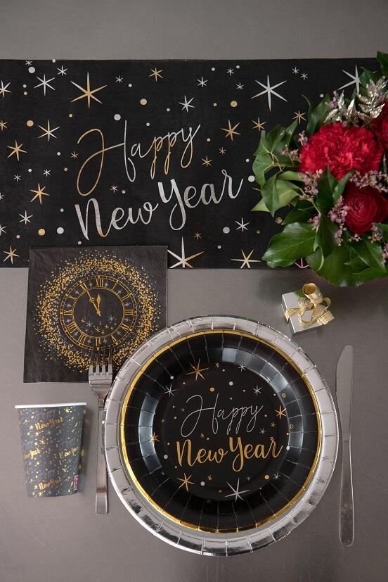 Gobelet carton Happy New Year noir et doré or REF/7712