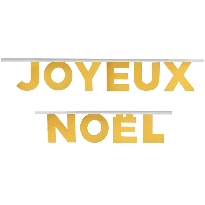 Banderole Joyeux Noël en doré or métallique REF/7732