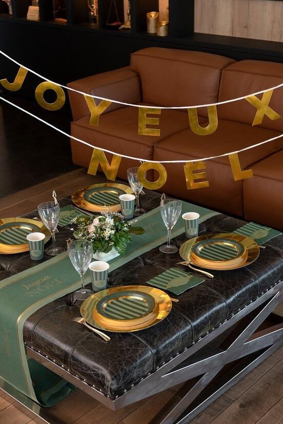 7732 decoration d interieur banderole joyeux noel dore or metallique