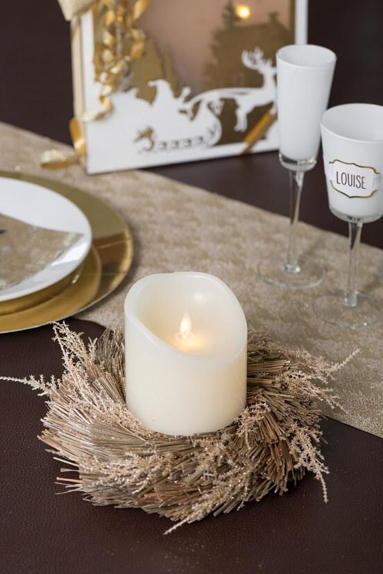 7736 decoration centre de table grande couronne bois