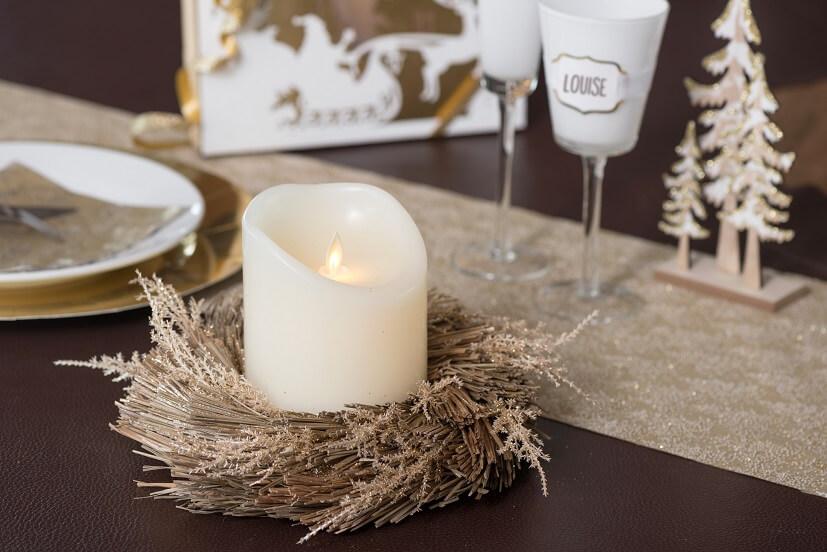 7736 decoration centre de table grande couronne en bois