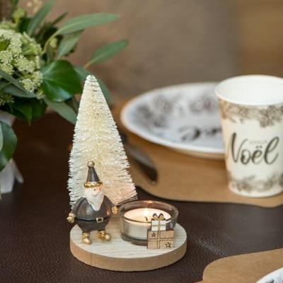 7743 decoration porte bougie sapin et pere noel