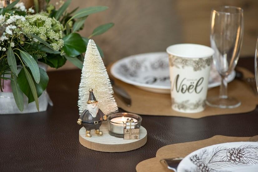 7743 decoration porte bougie sapin et pere noel