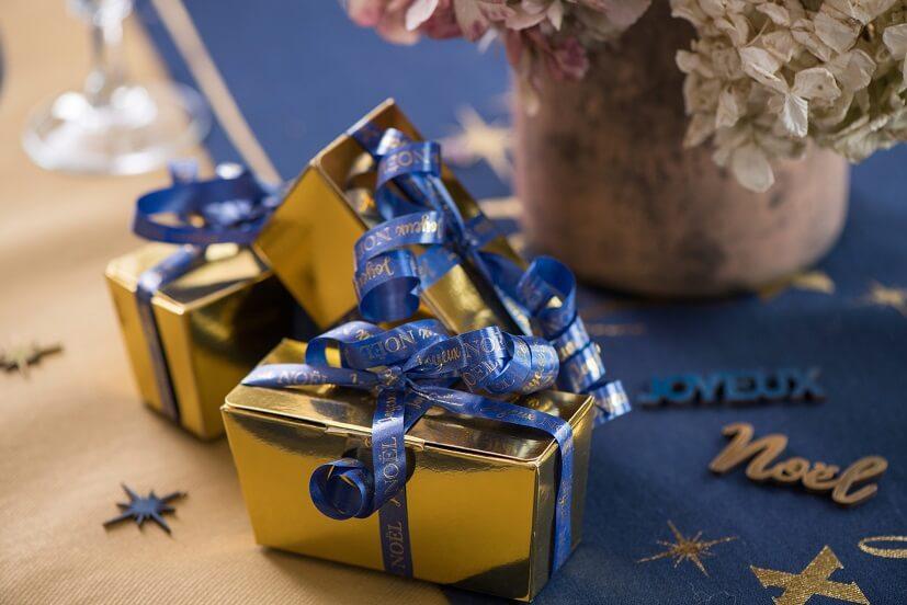 7766 bobine ruban bolduc joyeux noel bleu marine dore or metal