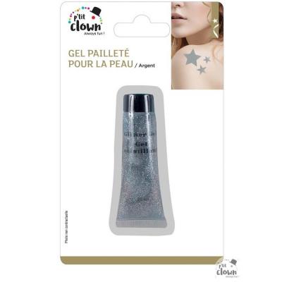 77702 maquillage gel paillete argent pour la peau