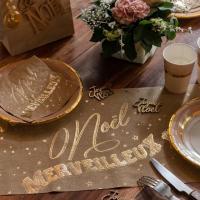 7794 decoration chemin de table coton merveilleux noel dore or metal