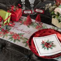 7798 decoration chemin de table noel enchante nature champetre rouge