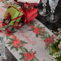 7798 decoration chemin de table noel enchante rouge nature champetre