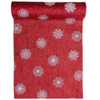 7802 chemin de table velours flocon de noel rouge