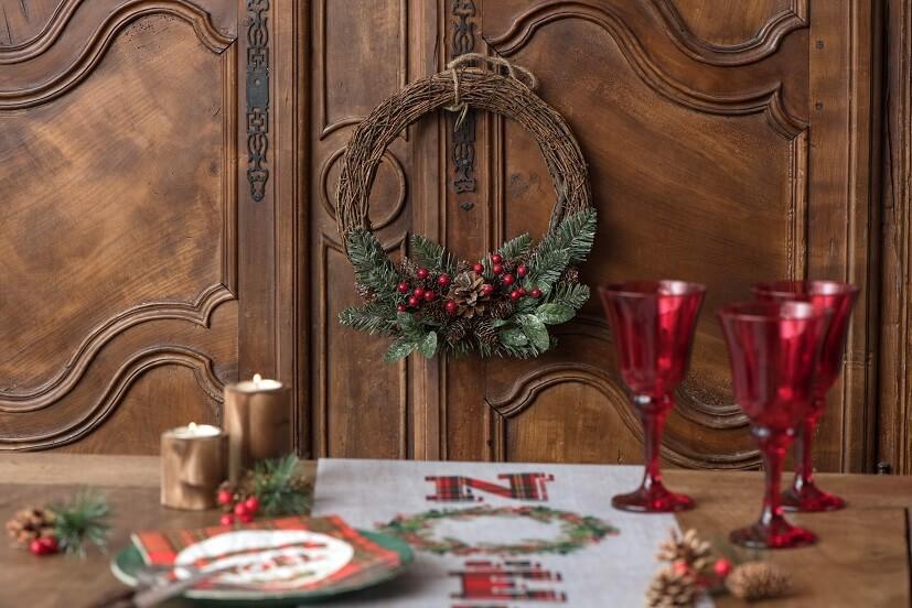 7815 grande couronne decorative de noel esprit de la foret sapin