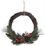 Grande couronne de Noël décorative esprit de la forêt de 32cm (x1) REF/7815
