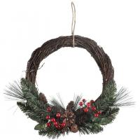 7815 grande couronne decorative de noel esprit de la foret