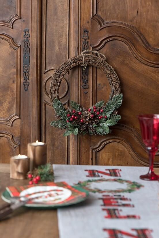 7815 grande couronne decorative noel esprit de la foret