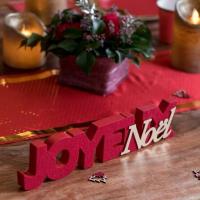 7818 decoration lettre bois rouge et dore or noel