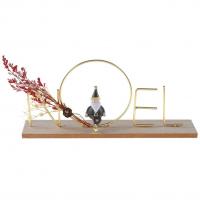 7824 decoration centre de table pere noel sur socle en bois