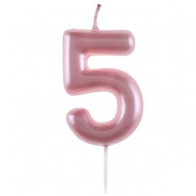 7859 decoration gateau bougie fete anniversaire rose chiffre 5