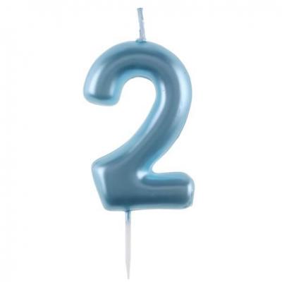 7860 decoration gateaux bougie anniversaire bleu ciel chiffre 2