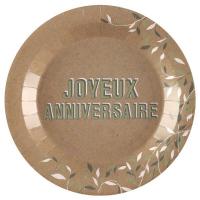 7861 assiette ronde carton joyeux anniversaire nature champetre