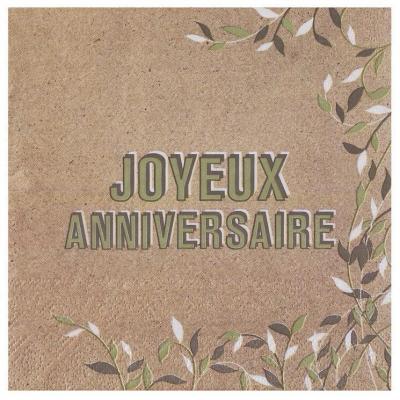 Serviettes Joyeux anniversaire - Effet kraft - lot de 20