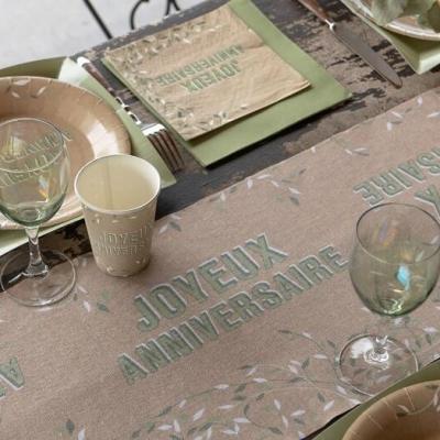 7864 decoration chemin de table joyeux anniversaire nature champetre