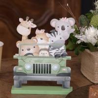 7881 decoration centre de table bois fete anniversaire enfant explorateur animaux