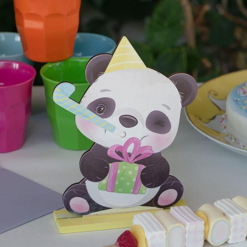 7890 centre de table decoratif bois panda fete anniversaire bapteme baby shower