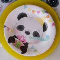 7891 assiette ronde en carton panda anniversaire enfant