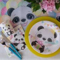 7892 decoration gobelet carton anniversaire panda multicolore