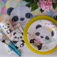 7892 decoration gobelet carton anniversaire panda multicolore