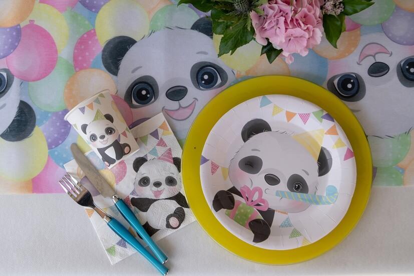 7893 serviette de table panda multicolore en papier anniversaire