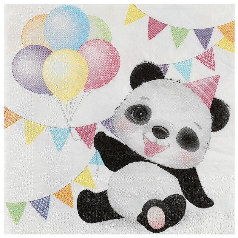 7893 serviette de table panda multicolore en papier fete anniversaire baby shower bapteme