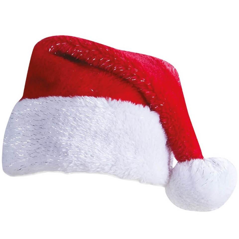 79140 bonnet pere noel adulte rouge blanc scintilant argent accessoire de deguisement